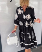 Robe à imprimé floral et manches 3/4