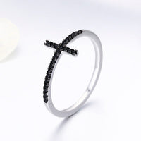 BAGUE BRILLANTE CROIX EN ARGENT