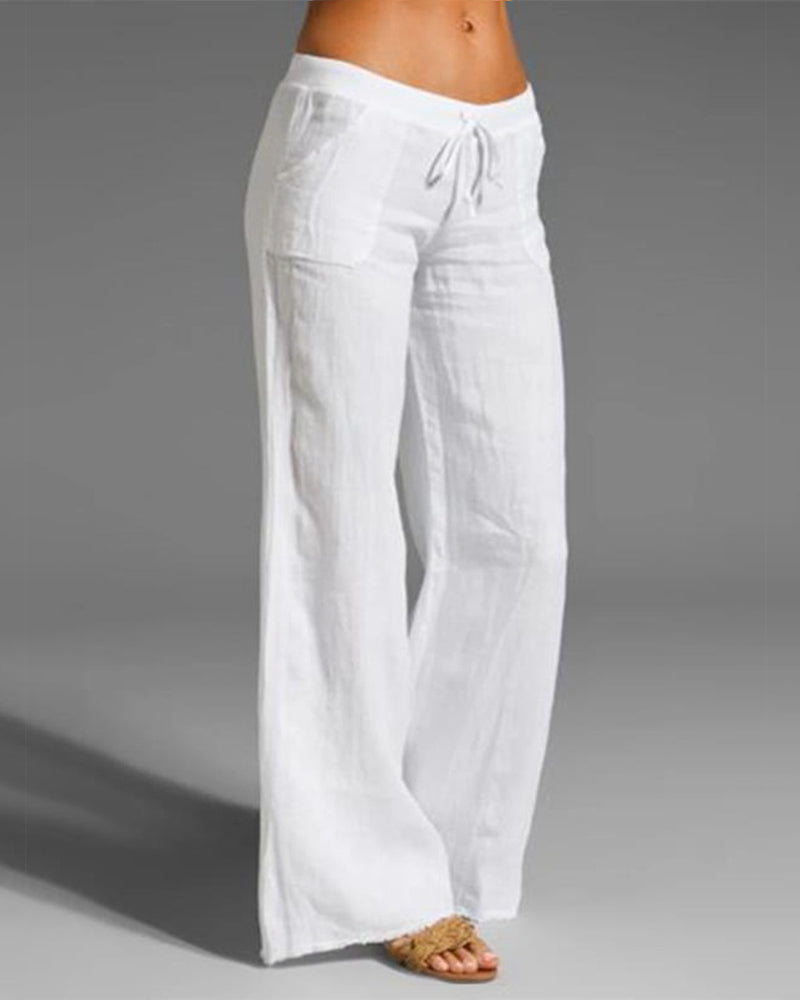 Pantalon uni jambes larges