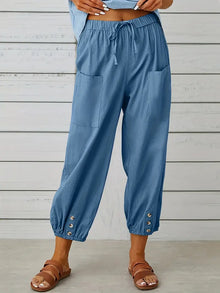 Luciane | Pantalon à cordon et boutons pour femme