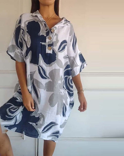 Robe à poches à revers et imprimé floral