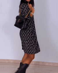 Robe col V imprimé losanges