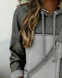 Sweat À Capuche Élégant À Blocs De Couleurs