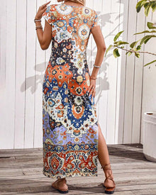 Robe décontractée imprimée colorée avec fentes