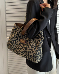 Sac porté épaule imprimé léopard