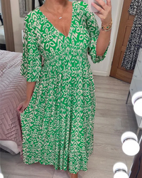 Robe longue imprimée rouge