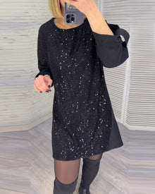 Robe à manches froncées et sequins