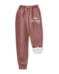 Pantalon décontracté en polaire imprimé lettres