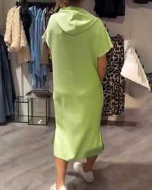 Robe À Capuche Décontractée Cordon