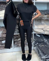 Pantalon Élégant À Boutonnage Et Stretch