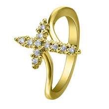 Bague Croix En Argent Couverte De Zircon