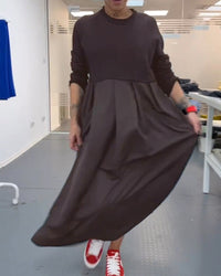 Robe longue décontractée de couleur unie