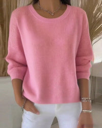 Pull Uni Col Rond Épaule Tombante