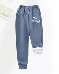 Pantalon décontracté en polaire imprimé lettres