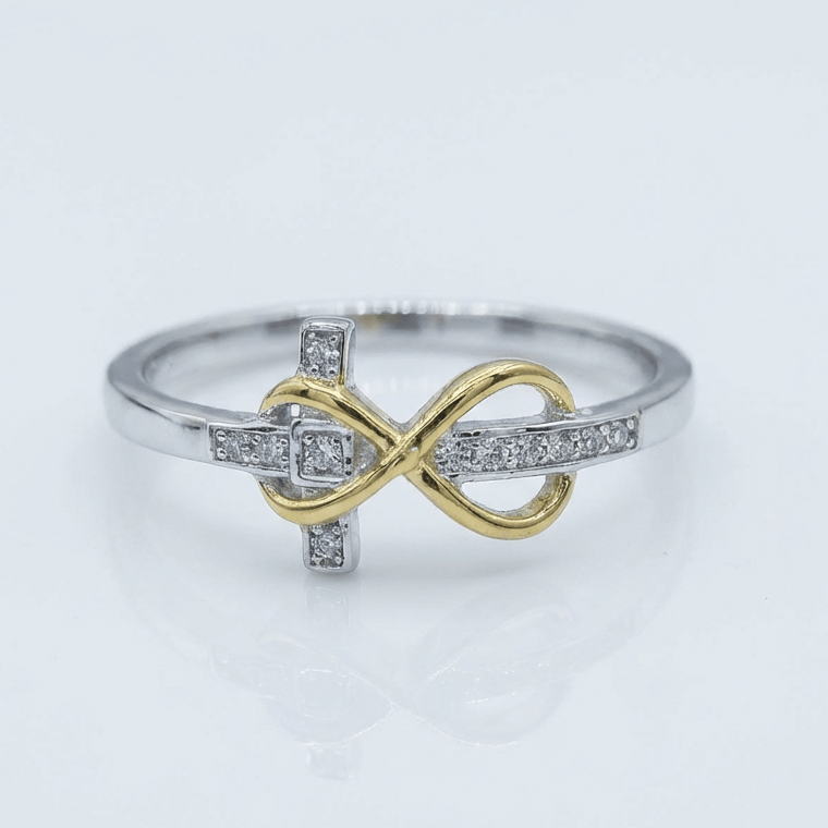BAGUE CROIX PLAQUÉE ARGENT ET OR