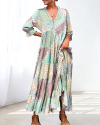 Robe à blocs de couleurs et manches 3/4