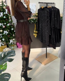 Robe Élégante À Col En V Et Motif Patchwork