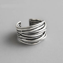 Bague ajustable en couches argentée