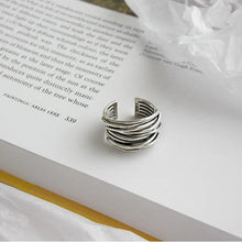 Bague ajustable en couches argentée