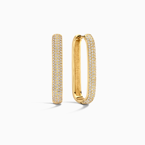 Boucles d'oreilles grandes créoles icône diamant | Or