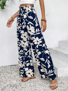 Theodora | Pantalon Large à Taille Haute Décontracté à Motif Floral pour Femme