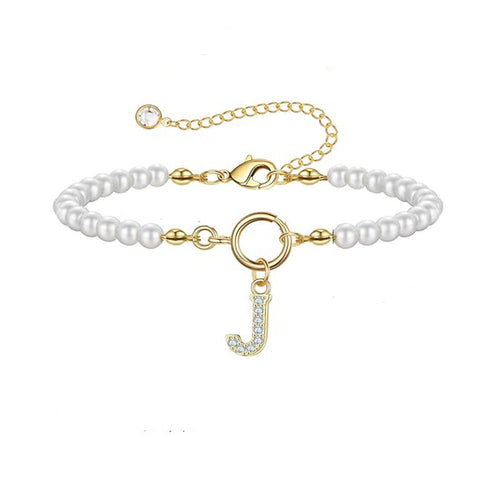 Bracelet en Or avec Perles et Lettre
