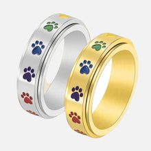 Bague Rotative Antistress Avec Empreintes Arc-en-Ciel En Acier Inoxydable