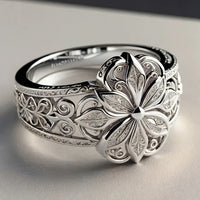 Bague Exotique Florale en Or avec Zircon | Or