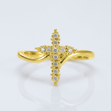 Bague Croix En Argent Couverte De Zircon