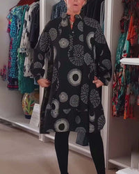 Robe décontractée à revers à imprimé géométrique