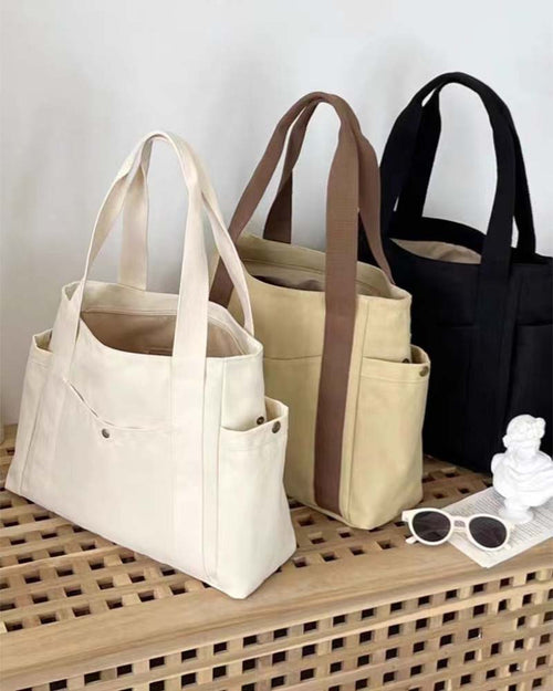 Sac en toile de grande capacité avec doubles poignées