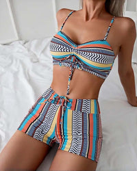 maillot de bain trois pièces bikini imprimé vacances