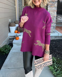 Pull ample motif guépard