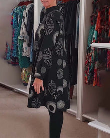 Robe décontractée à revers à imprimé géométrique