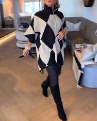Pull Col Montant Argyle Irrégulier