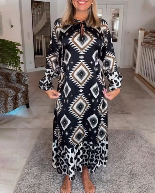 Robe à imprimé géométrique à manches longues