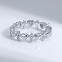 BAGUE CROIX ET CŒURS EN ARGENT