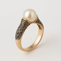 Bague Vintage en Perle Dorée