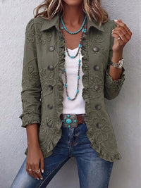 Karina | Veste utilitaire de style bohème-chic avec broderie florale et volants