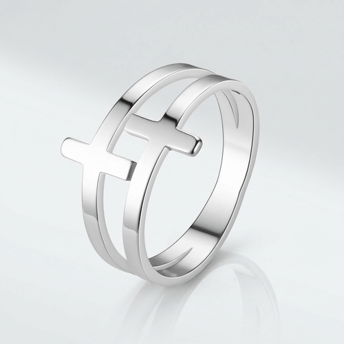 BAGUE EN ARGENT DOUBLE CROIX GRACE