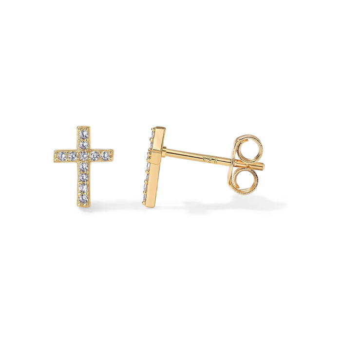 Boucles d'oreilles Croix Pavé | Or